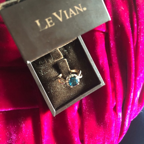 Le Vian Blue Topaz & Diamond Ring, Size 7 - Picture 6 of 8